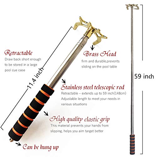 Tai BA cues Retractable Billiards Pool Cue Stick Bridge with Brass high Bridge Head, Billiards Pool Cue Accessory