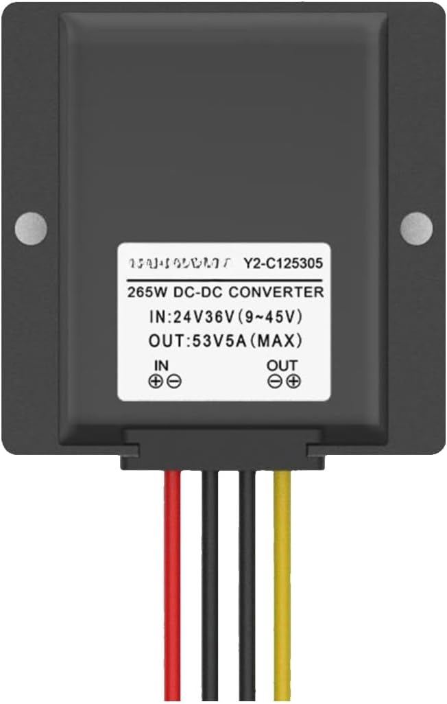12V24V to 36V DC Boost Module Regulator 9V-45V to 48V53V57V60V Power Converter(9-45V to 53V 3A Y2 Black Shell)