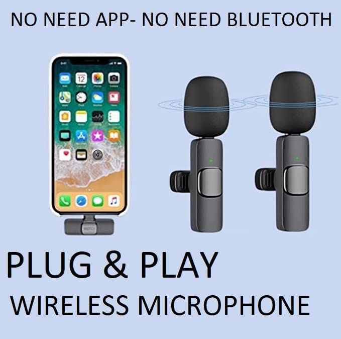 Image of BQYA 2.4 ghz Omnidirectional Lavalier Wireless mic Noise cancallation 50 Meter Range Plug & Play Rechargeable Microphone for Andriod /Type-c /iPhone /Laptop All USB Devices for YouTube etc