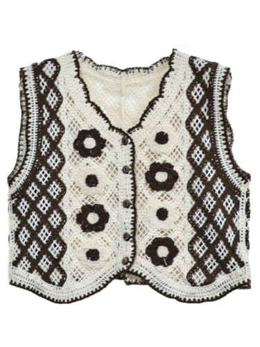 Image of GORGLITTER Women's Embroidered Floral Crochet Vest Western Top Rodeo Outfit