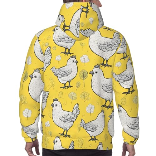 Pull à capuche homme imprimé poulet jaune ample résolvant le manque de confort - 4