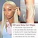 XRDDFL Fake Edges Real Human Hair Pieces HD Lace Front Wig - 613 Blonde, 2 Pcs I, Reusable Invisible Lace Hairline, Baby Hair Stripes