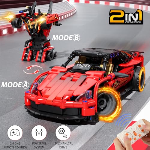 Image of HSANHE Remote Control Racing Car Building Kit, Compatible with Lego STEM Toys for Kids 2 in 1 Model Car Kit 425 PCS, Gifts Toys for Age 6-12 Years Old Kids Boys