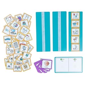 Communicatiebundel van Create Visual Aids met een visuele tijdschema, Now & Next Board & Feelings sleutelhanger ter ondersteuning van communicatie, routine, overgang en emotionele ontwikkeling.