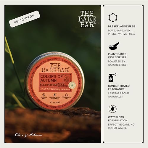 Image of The Bare Bar Colors of Autumn Solid Perfume - 20gm | Floral Fragrance| Odor & Sweat Control | Natural formula and Chemical free| Good for all skin types |Travel Mini Size Solid Perfume for Men &Women
