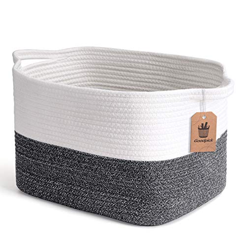 Goodpick Cube Storage Bins - Shelf Baskets for Storage Baby Laundry Basket Towel Book Cloth Storage Bins for Office Woven Basket for Shelves Toys Storage Basket Closet Storage Basket, 13.4''x9.8''x9''