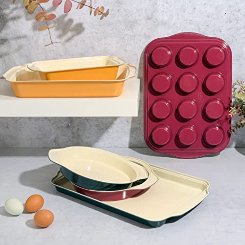 Spice by Tia Mowry Healthy Nonstick Ceramic Savory Saffron 6 Piece Carbon Steel Bakeware Set - Assorted Colors (96227… - Image 4