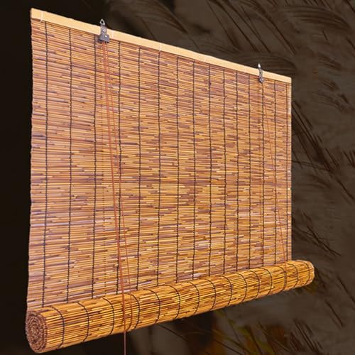 Estor Enrollable de Bambú,Persiana Ajustable Opaca de Ocultación Decorativa,Cortina Regulable de Temperatura y Luz,para Ventanas Terraza Cocina Porche Jardín Decorativas(39' Wx40 H/W96 X H102cm)