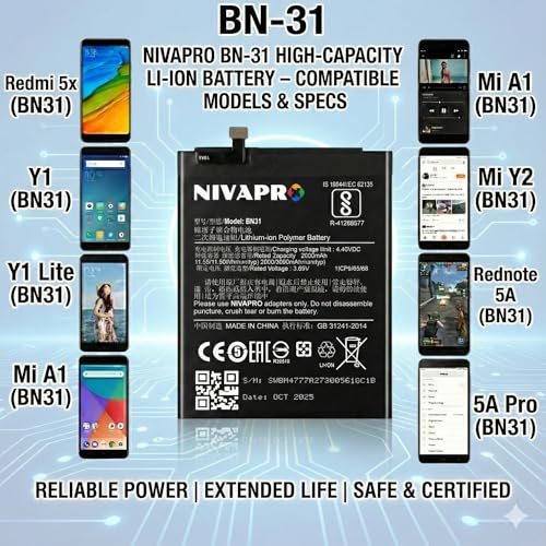 Image of Original BN31 Battery for Redmi Y1 Lite / Y1 / Y2 Battery with Warranty 3000mAh