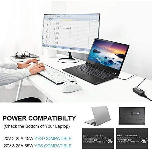 65W Lenovo USB Laptop Charger 20V 3.25A,Power Cord Supply for Lenovo ThinkPad Ideapad Flex 2 Flex 3 Yoga 11 11S (All Models)
