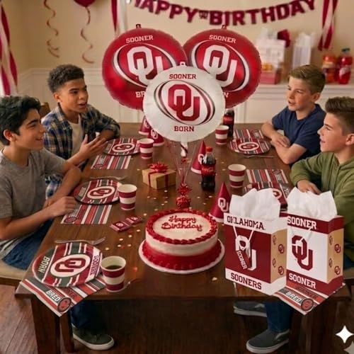 Image of Oklahoma Sooners Mylar Balloons-3 Pack-18 Inch Round Foil Style - Havercamp