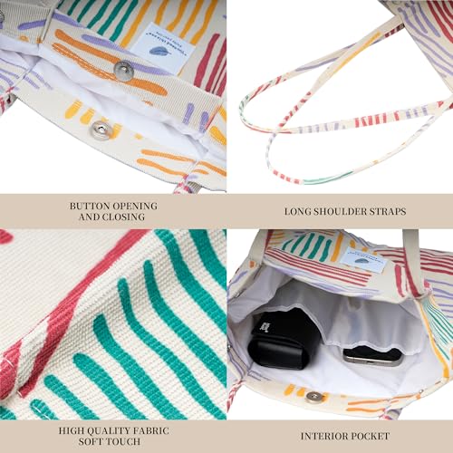 Image of TOPASION Cute Corduroy Tote Bag Canvas Shoulder Handbags for Women Travel Shopping