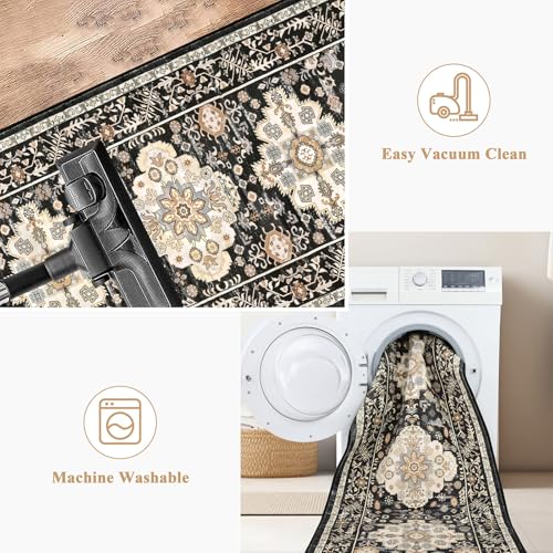Pauwer Boho Hallway Runner Rug 2x8 Washable Entryway Area Rugs Non Slip Farmhouse Vintage Floor Mat Carpet Runner for Hallways Laundry Room Kitchen Bathroom Bedroom