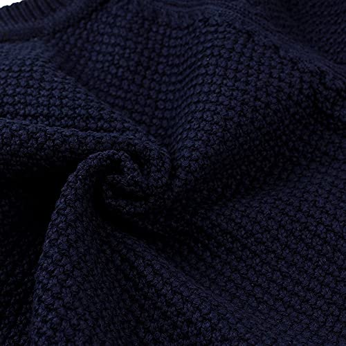 Baby Boys Girls Crochet Sweater Infant Kids Cable Knit Cotton Cardigans Casual Long Sleeve Pullover Fall Winter 6M-4T (1T, Navy) #TOP4