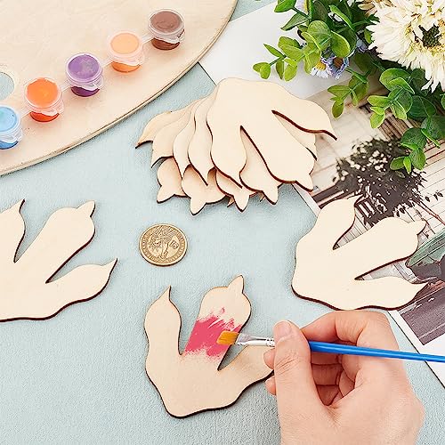 OLYCRAFT 12Pcs Wooden Dinosaur Footprints 9x7.5cm Unfinished Wood Cutouts 3mm Thick Natural Claw Shape Wood Slice Blank Wood Craft for Home DIY Projects Craft Decor - Image 3