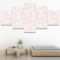 SIGNWIN 5 Panel Canvas Wall Art Modern Art Decorative Elements Fun Illustrations Leaves Multicolor Patterns for Home Decorations Ready to Hang - 60