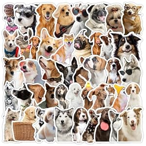 50 calcomanías divertidas para perros, calcomanías de perros para niños, calcomanías de animales de cachorros, calcomanías de vinilo impermeables para laptop, teléfono, equipaje, funda de teléfono
