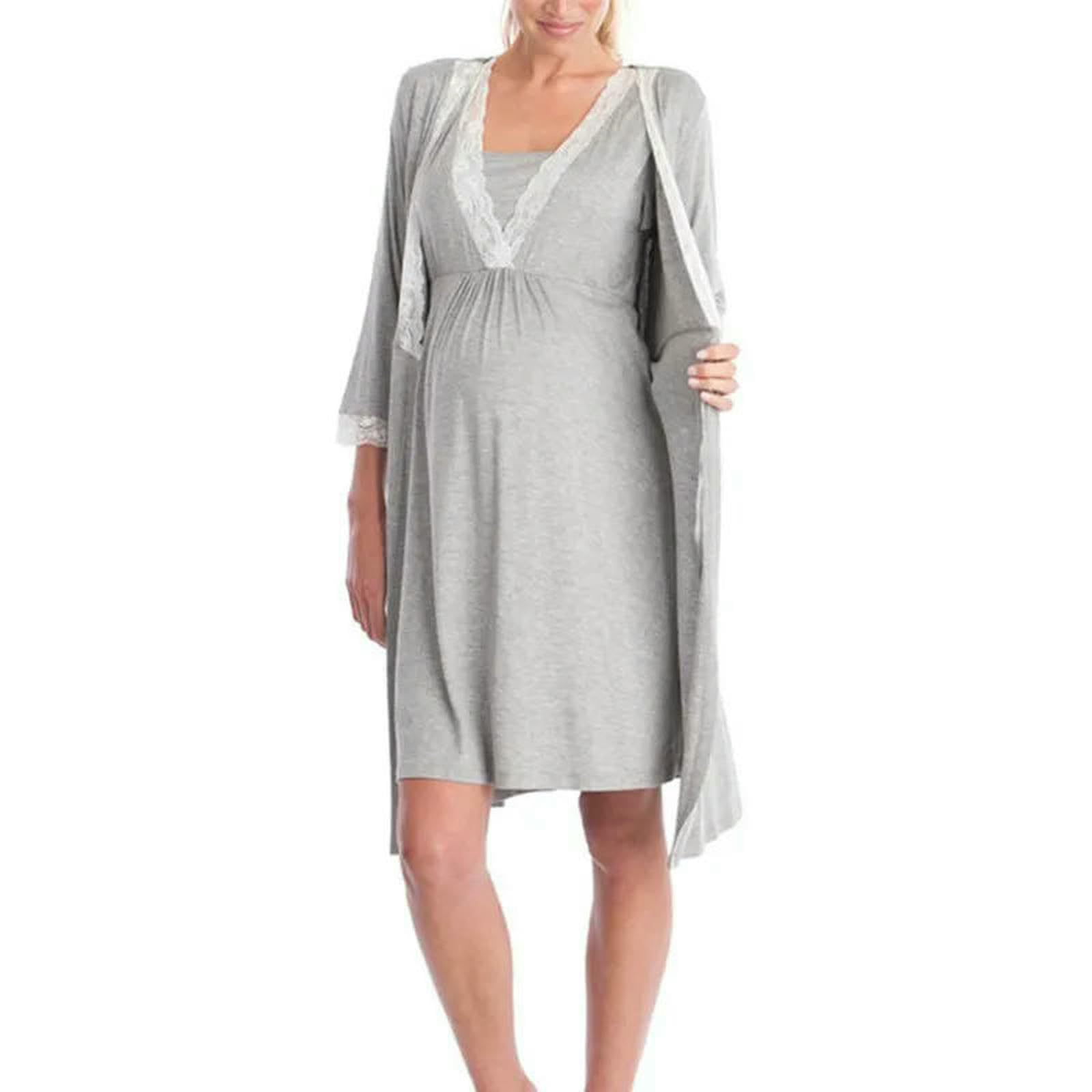 Maternità Consegna Pjs Maternità Robe Camicia da Notte Donne Incinte Allattamento Biancheria da Notte Pizzo Indumenti Da Notte Pigiama Vestito Gravidanza Vestiti