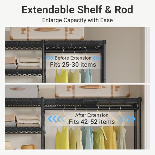 Image of VIPEK X2 Plus Expandable Heavy Duty Clothes Rack, Closet System Black