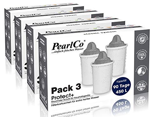 PearlCo Protect+ classic - Pour l'eau dure - Pack de 12 cartouches filtrantes (compatible avec Brita Classic) thumbnail