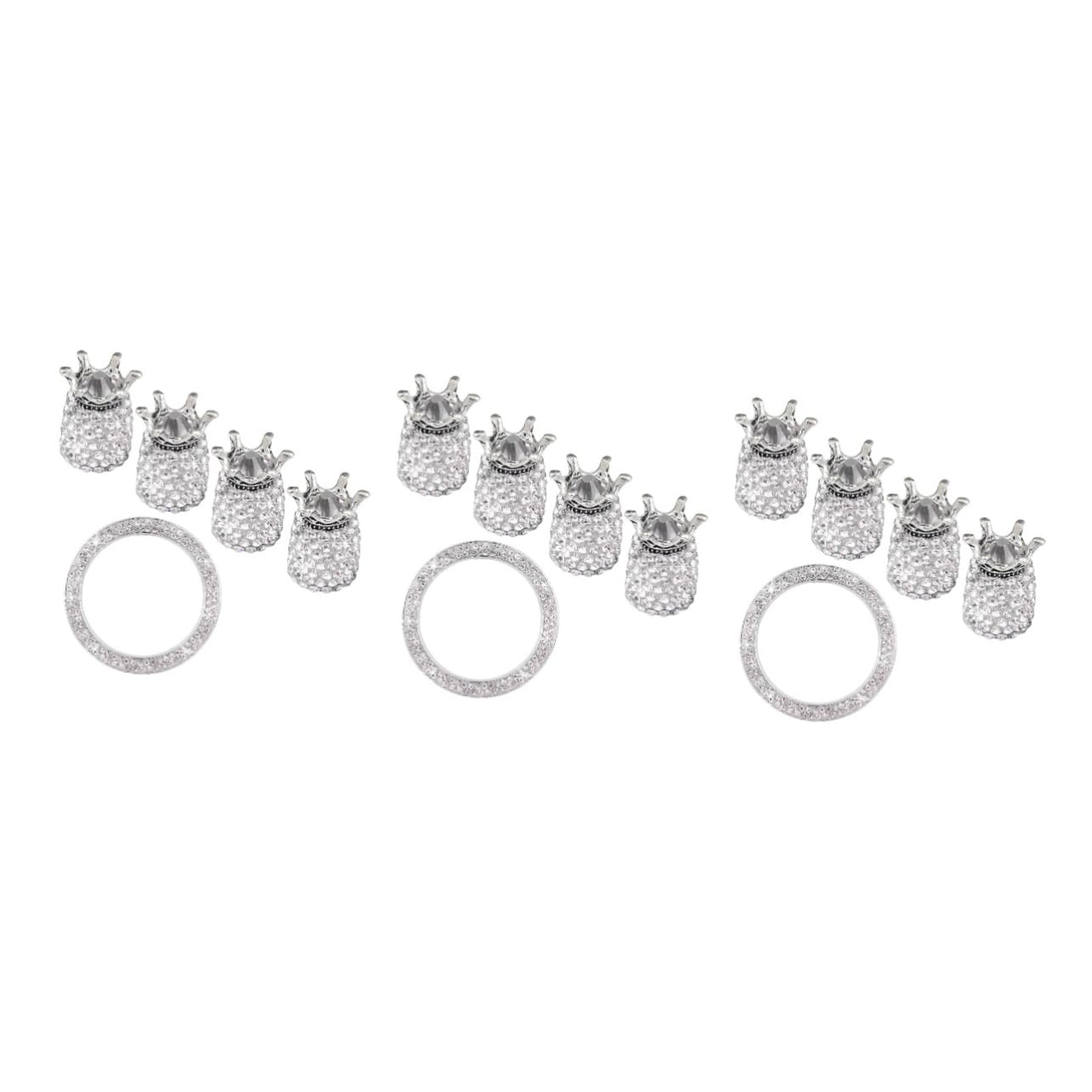 Gatuida 15stücke Teiliges Set Krone Rhinestone Auto Zündknopf Und Ventilkappen Dekorative Reifenstaubkappen Für Fahrzeugzubehör Und Langlebig Geeignet Für Verschiedene Weiß
