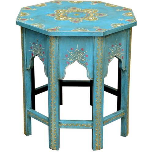 Casa Moro Marrakesch durdana - pintadas a Mano handgertigte - Mesa Auxiliar, Fabricado a Mano Vintage Mesa Saada Azul L | MA32-47-C-L