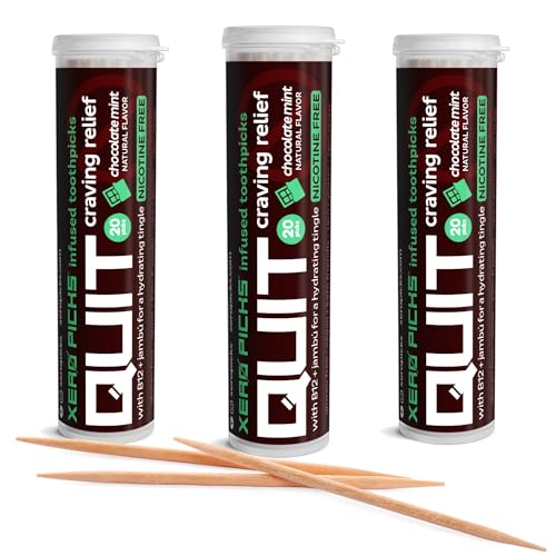 Image of Xero Picks Infused Flavored Toothpicks to Help Quit Smoking - Nicotine Free (Chocolate Mint, 3 Pack) Non-GMO Kosher Vegan