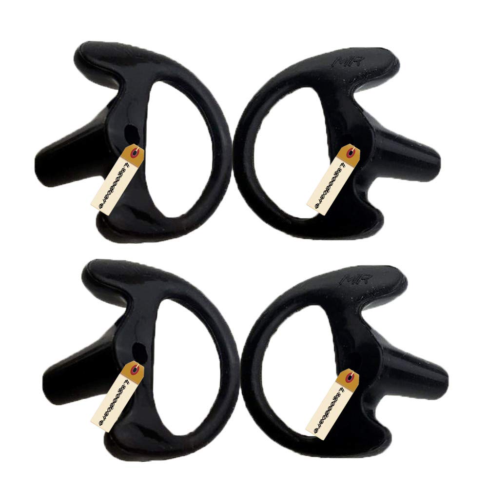 Lsgoodcare Two Pairs Rubber Silicone Replacement Earplug Earmold Ear Buds (Left and Right) for Two-Way Radio Headset Air Acoustic Earpiece Headset Walkie Talkie Earpiece,Medium Size, Black Color