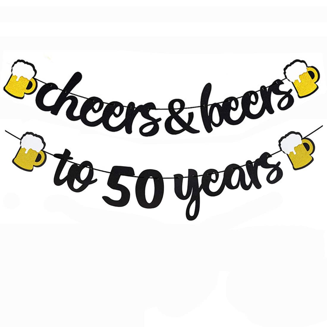 Morndew2 Set Cheers Beers to 50 Years Banner for 50th Birthday Party Sign Backdrops Wedding Anniversary Celebration Party Retirement Party Decorations