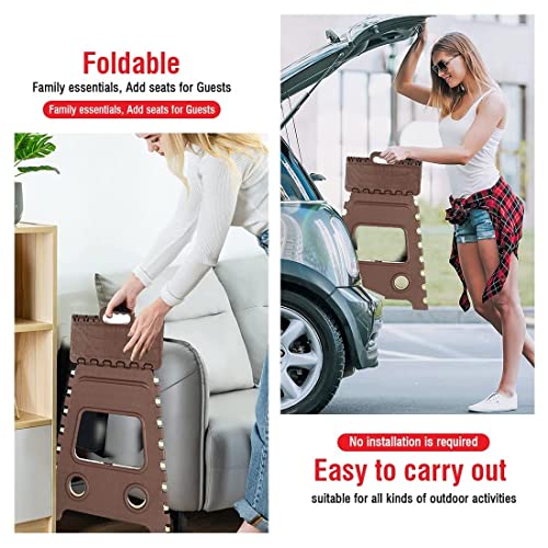 Image of The Solid 18 Inch Super Strong Folding Step Stool /Non Slip Folding Stools for Kitchen, Bathroom, Bedroom, Office (Brown)