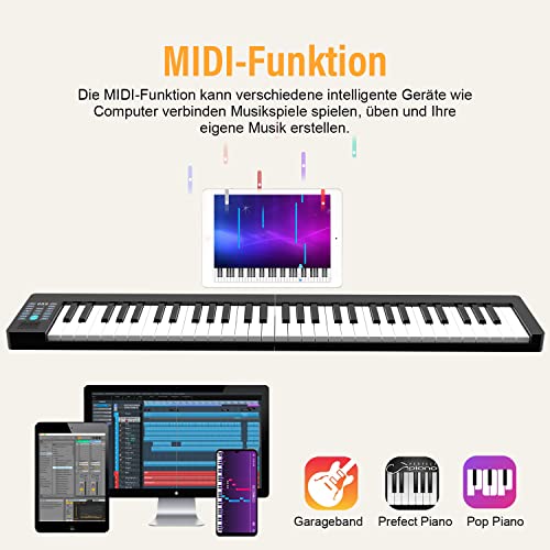 Clavier de Piano 61 Touches Support MIDI et Bluetooth Pianos Portables pour Débutant Numérique Clavier de Piano avec sac… - Les Beatles, Paul McCartney, John Lennon, RIngo Starr, George Harrison Clavier de Piano 61 Touches Support MIDI et Bluetooth Pianos Portables pour Débutant Numérique Clavier de Piano avec sac… – Image 3