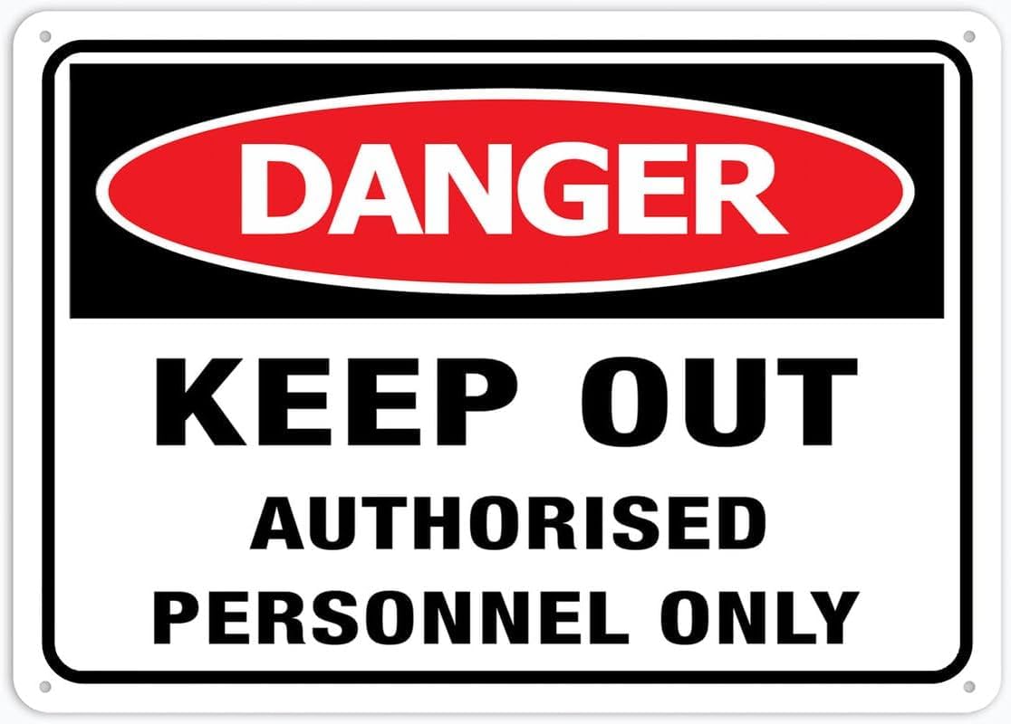 Danger Keep Out Authorized Personnel Only Rust Free Aluminum Sign - Pre-Drilled Holes for Fence/Door Mounting in Factory, Office - Weather Resistant, 12x16 Inch​