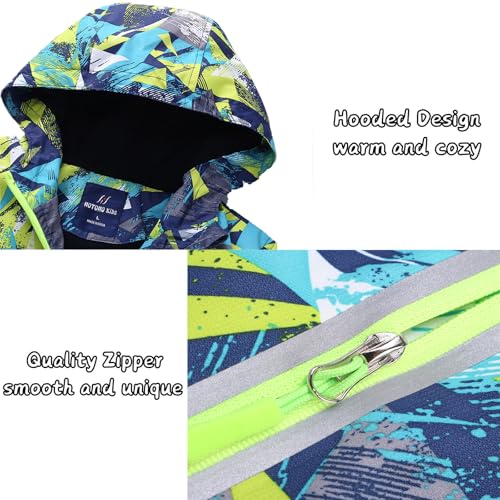 JOYSON Boys Girls Rain Jackets Waterproof Fleece Lined Outerwear Raincoat for Kids Lightweight Windbreaker with Hood3