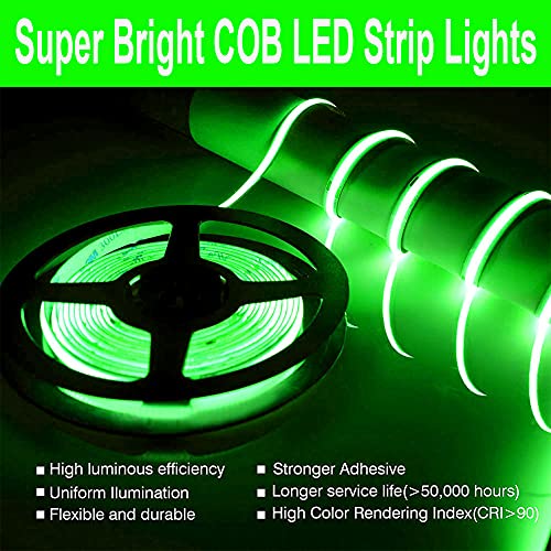 Tira LED COB 16.4ft 1600 LEDs 32000LM Verde DC12V No Impermeable miniatura 5