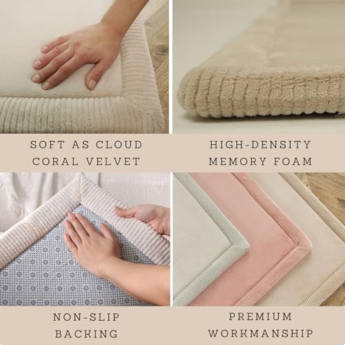 Image of Hakuna Matte CloudSoft Baby Play Mat for Floor 40 inch x 60 inch Beige | Coral Velvet high-density foam Rug for Crawling & Cozy Play - Non-Slip, Water-Resistant, Easy-CareTummy Time Mat