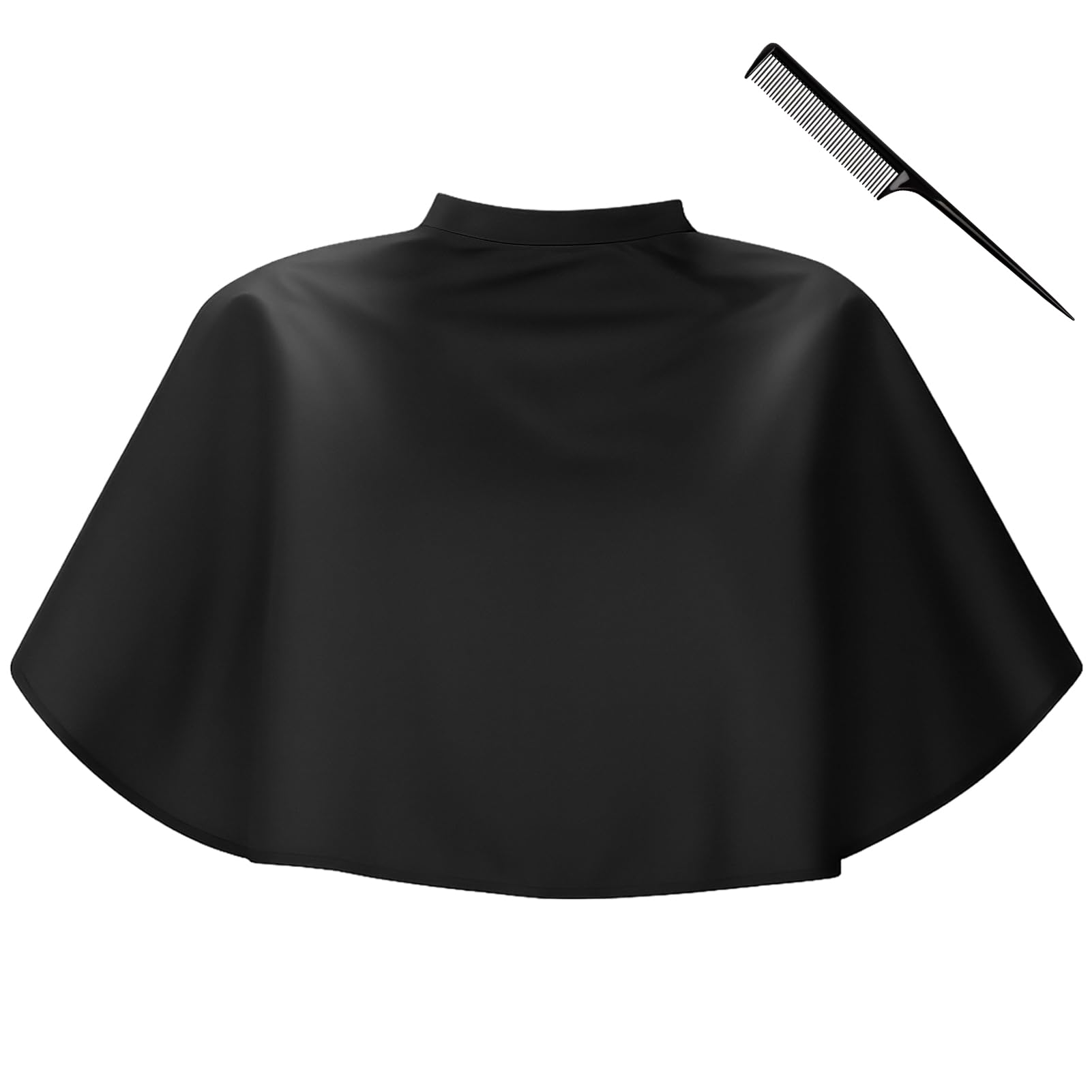 1 Pezzi Nero Mantello Corto Parrucchiere,Länge 81 cm x Breite 74 cm Mantella Taglio Capelli,Impermeabile Scialle parrucchiere,Regolabile Mantella Protettiva,per Trucco