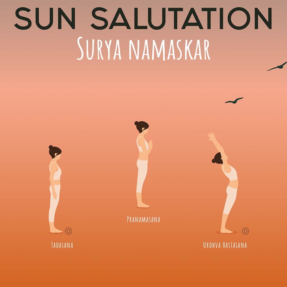 Frog Posters Yoga Poster: Sun Salutation – 12 asanas – Impresión ecológica – 30 x 40 cm, 50 x 70 cm y 70 x 100 cm (70 x 100 cm)