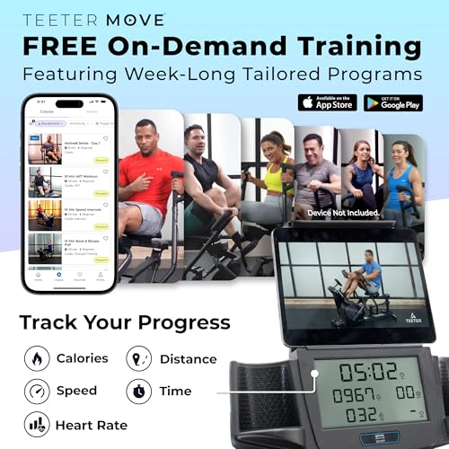 Image of Teeter Power10 Rower with 2-Way Magnetic Resistance Elliptical Motion - Indoor Rowing Machine w /HRM Connectivity, Teeter Move App - Free Classes & Coaching