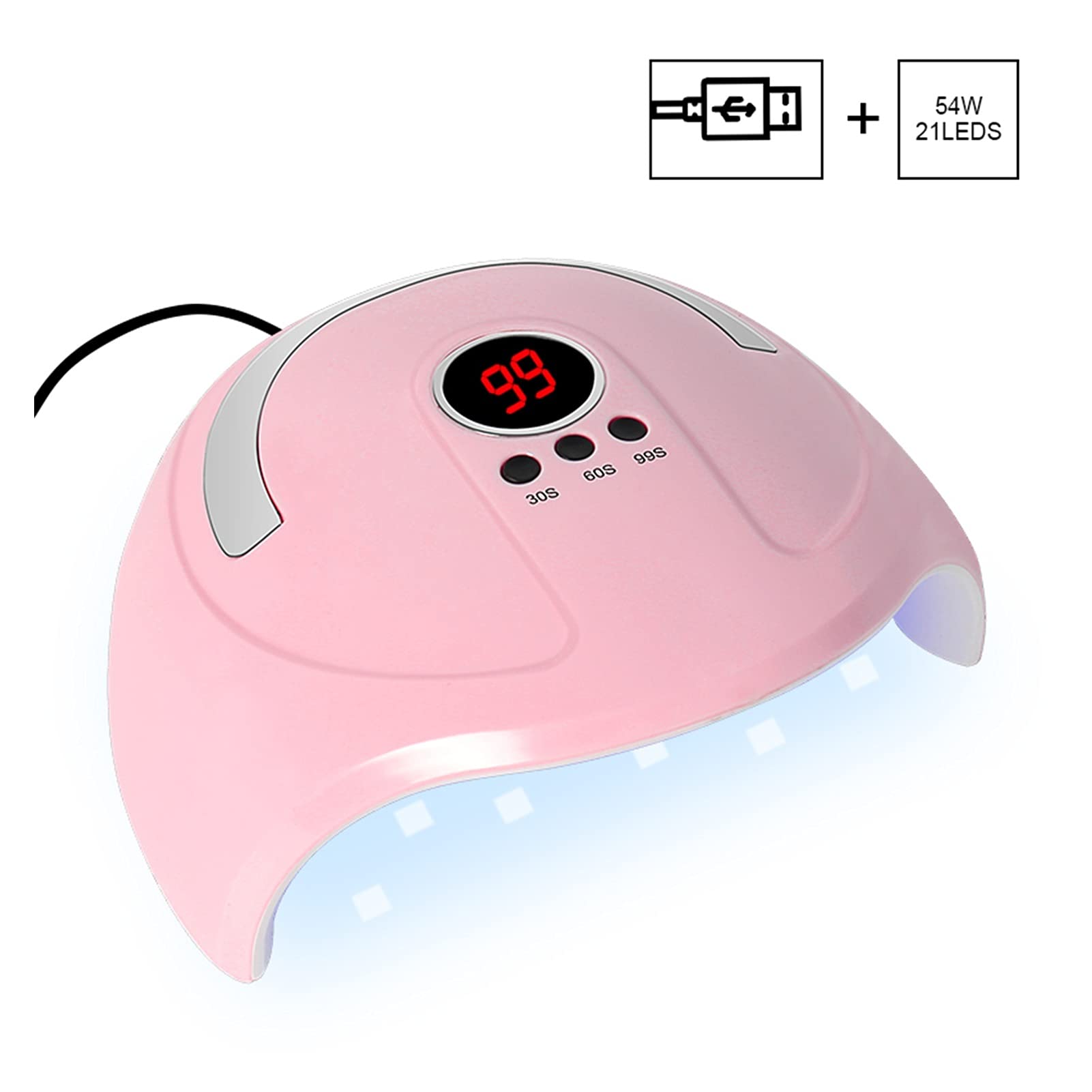 Lámpara de uñas Secador de uñas Lámpara de uñas LED de 54 W Lámpara UV para Curar Todo el Esmalte de uñas en Gel con detección de Movimiento Salón de manicura y pedicura también para Esmalte de uñas