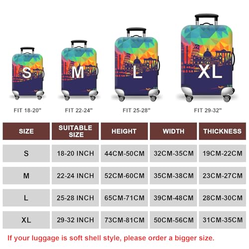 Image of WUJIAONIAO Travel Luggage Cover Baggage Suitcase Cover Protector Skins 18-32 Inch, City, L (for 25--28 inch luggage), Fashion