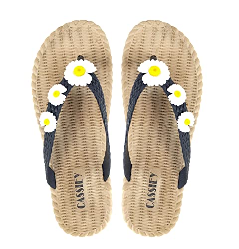 CASSIEY Fashionable Comfortable Stylish Design Slip-on Flat Sandal For Women's And Girls- Black