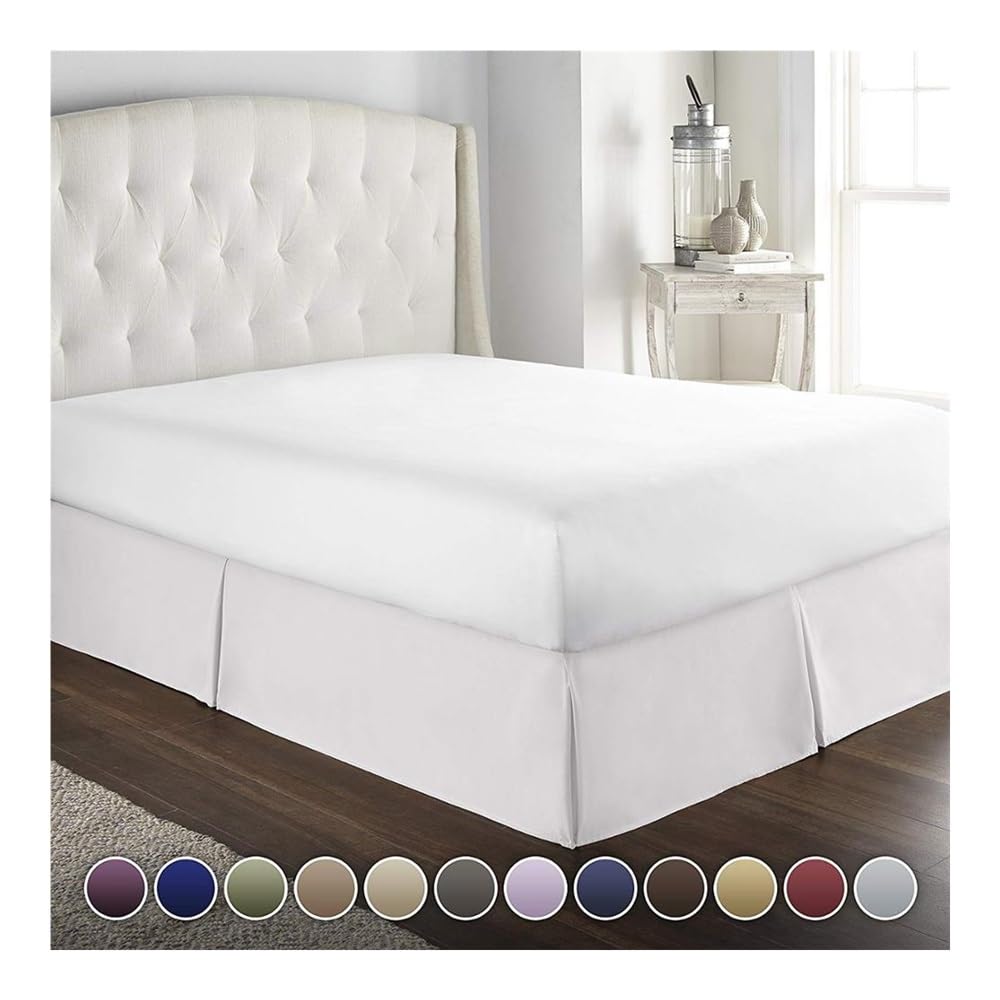 Mantovana giroletto plissettata, comoda, morbida e sartoriale, in tessuto resistente alle pieghe e allo sbiadimento - Biancheria da letto altezza 15 pollici (38 cm) (senza piattaforma) (crema, 160 x