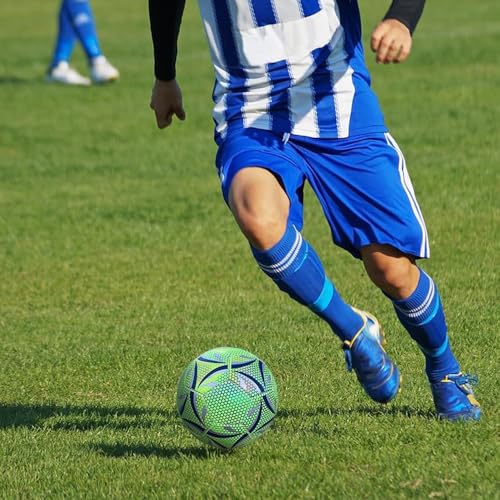 massway Offizielle Größe 5 Leuchtender Fußball, Fußball Leuchten im Dunkeln für Nachtspiele Training, Sport Leuchtfußball Kinder Erwachsene, Lederfussball mit Pumpe