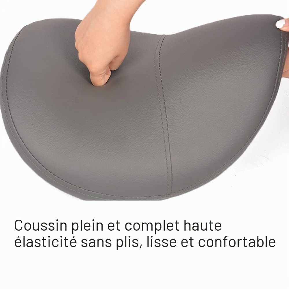 Mingone Tabouret roulettes Rotation à 360°, Gris | PU Assise Rembourrée Tabouret Ergonomique, Hauteur Réglable 49.5-65cm, pour Salon de Beauté, Massage, Bureau, Clinique