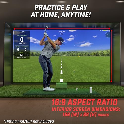 Image of GoSports Golf Simulator Enclosure Nets - Complete Set with Frame and HD Impact Screen Kit - Indoor At Home Golf Training Equipment - Choose 10x8 ft, 12x9 ft, or 14x8 ft