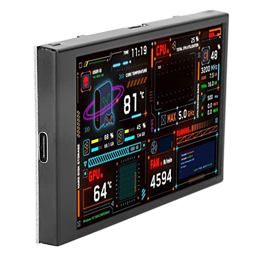 Image of VBESTLIFE 3.5inch Computer Temp Monitor, USB C PC Mini Sensor Panel Display, for aida64 PC CPU Data Temperature Monitor Computer Case Secondary Screen