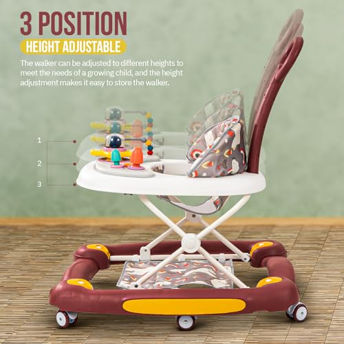 Image of Baybee 3 in 1 Awry Baby Walker for Kids with Rocker & Push Handle, 3 Adjustable Height, Mat & Musical Toy Bar | Activity Walker for Baby | Push Walker 6-18 Months Boy Girl (Red)