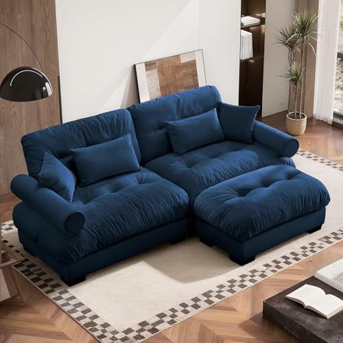 Image of SoarFlash L Shaped Couches for Living Room, Small Sectional Sofa Set with Reversible Chaise, Modern Designed Sleeper Sofas and Modular Couch Function, Suitable for Small Spaces in Apartment, Blue