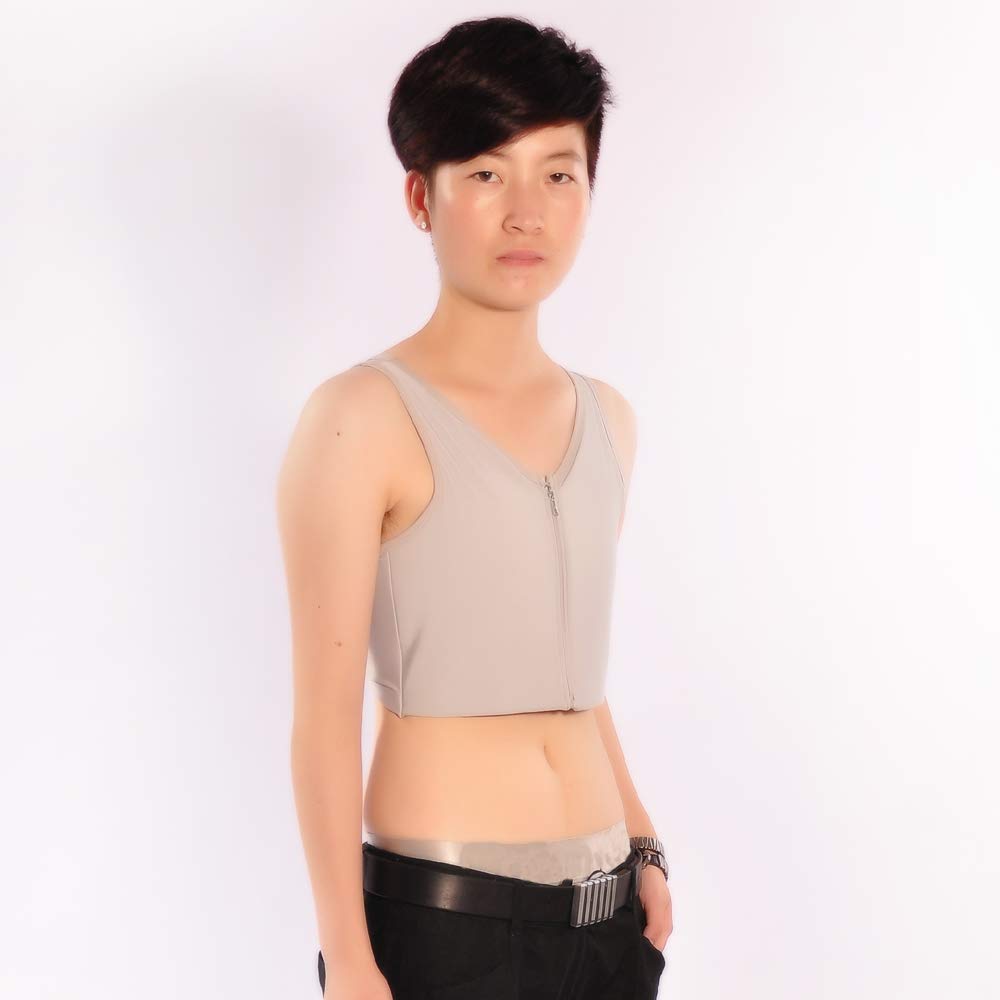 BaronHong Mujeres Lesbianas Tomboy Zip Up Tank Top Chaleco Pecho Carpeta Más Fuerte Vendaje