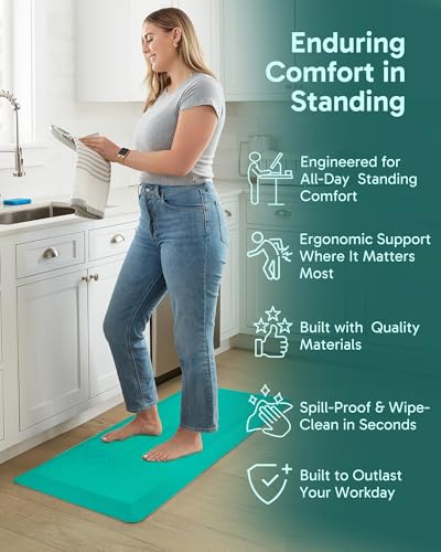 Image of Ophanie Kitchen mats for Floor, 3 /4 inch Thick, Kitchen Rugs, 20x39 Anti Fatigue Standing Cushioned Mat,Waterproof,Comfort Ergonomic mat for Office, Home,Sink with 99+ Pairs of Anti-Slip Bottom Ridges